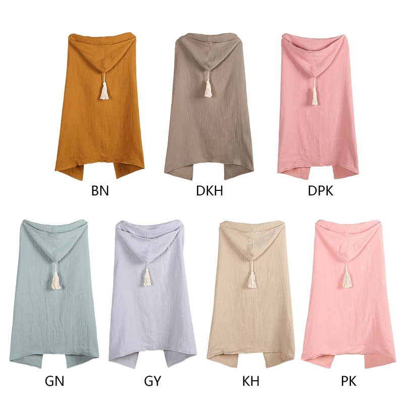 Khăn Tắm Cotton 4 Lớp Có Nón Trùm Đầu Cho Bé