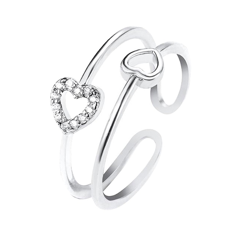 1pcs Women Simple  Love Ring Openwork Filled Zircon Ladies Ring Wedding Party Fine Jewelry