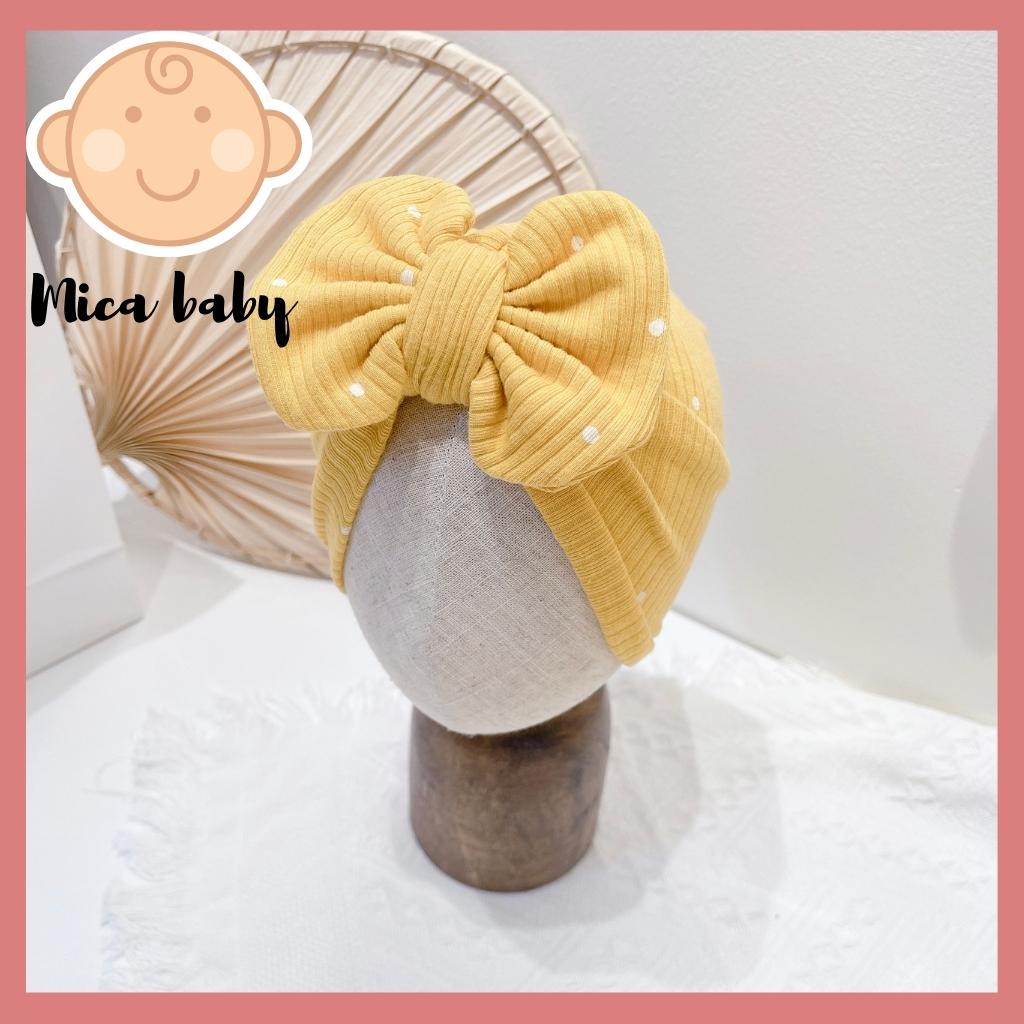 Mũ nón turban vàng chấm bi cho bé 6-10kg Mica Baby MTB83