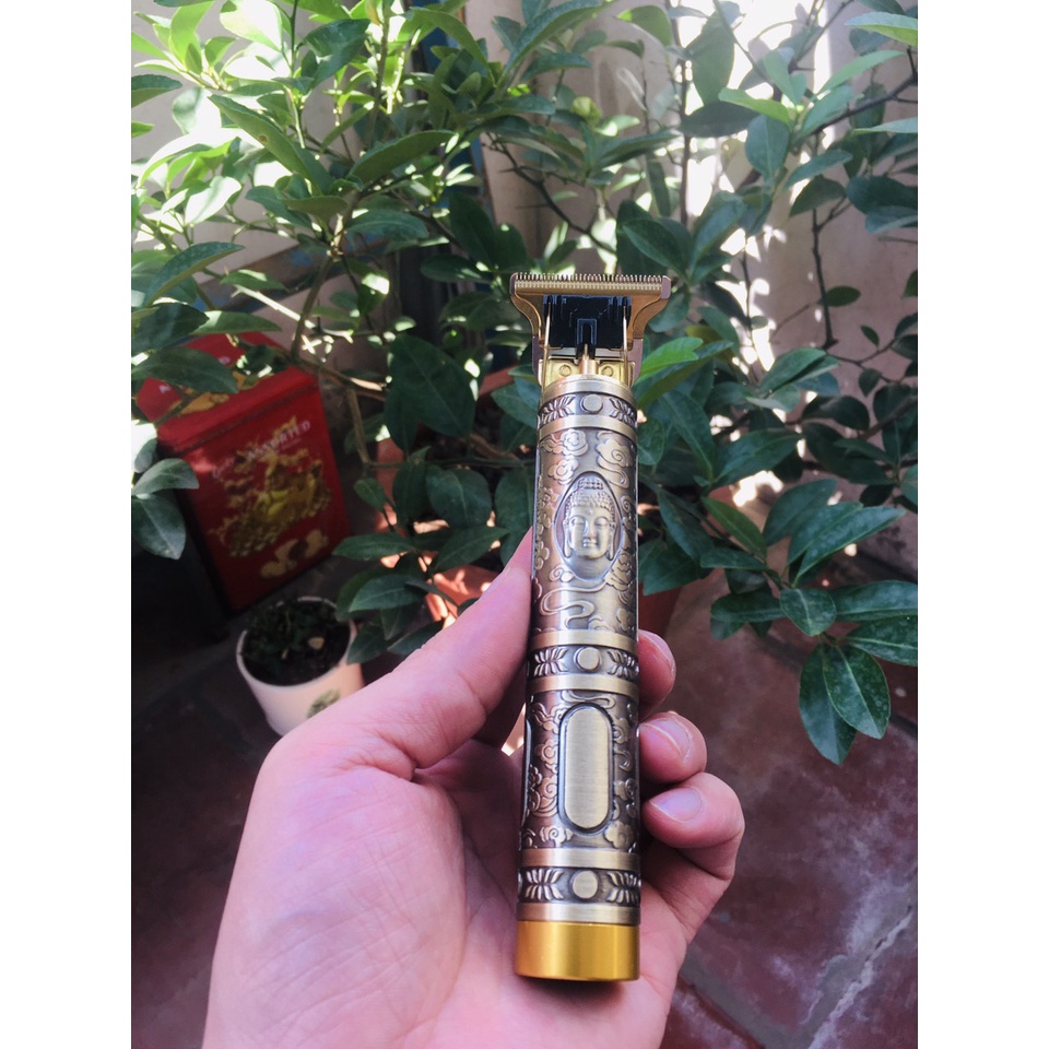 Tông Chấn Viền Tông Đơ Cắt Tóc Tạo Kiểu VINTAGE-T9 Thân Đồng Nguyên Khối Nhỏ Gọn Sạc Điện Pin Cực Bền