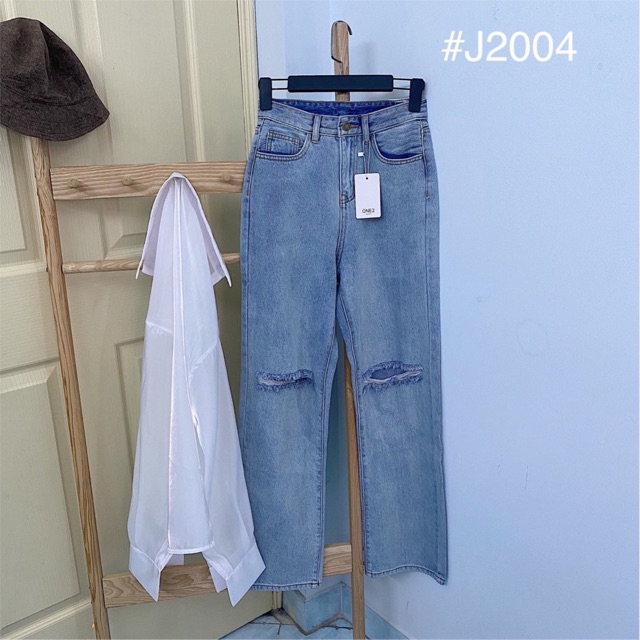 Quần Jeans ống rộng DORA JEAN rách bụi màu wax cao cấp năng động siêu hack chân dài dễ phối mix đồ