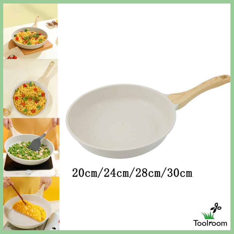 [Toolroom] Chảo Chống Dính, Chảo Đá, Lớp Phủ Granite Với Tay Cầm Chảo Chiên Trứng Cho Nhà Bếp, Màu Trắng