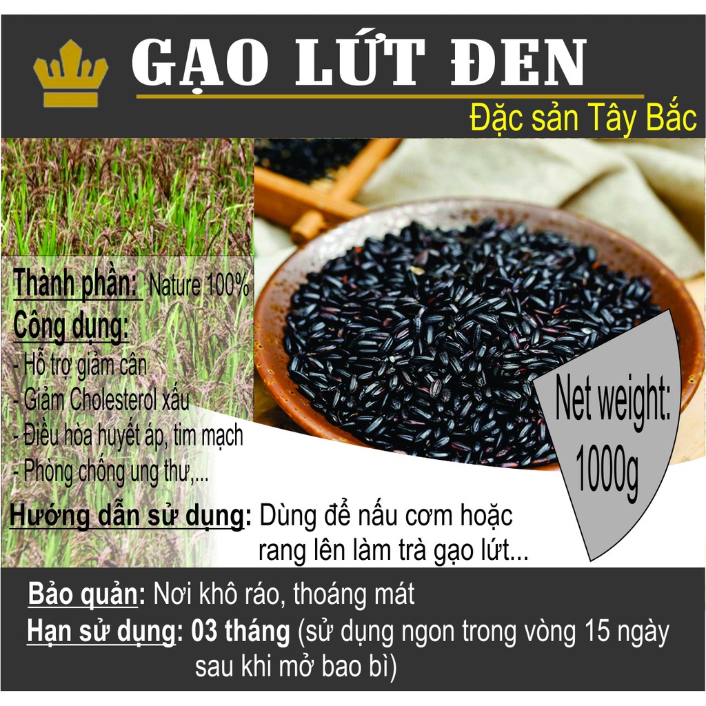 Gạo Lứt Đen Dẻo, gạo lứt tím than cho Người Ăn Kiêng Giảm Cân Cao Cấp