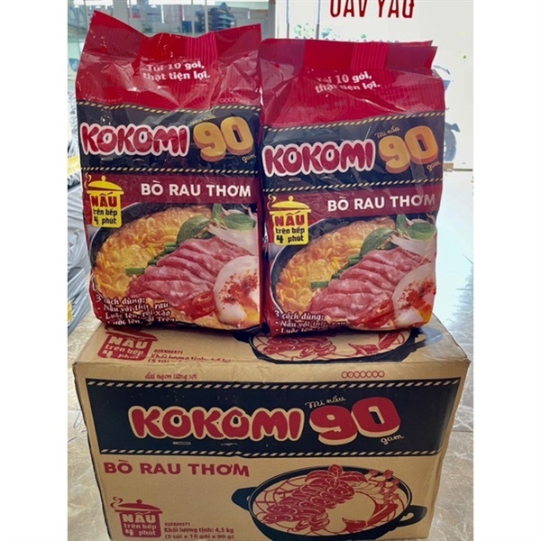 Túi 10 gói mì nấu Kokomi 90 vị bò rau thơm 90g
