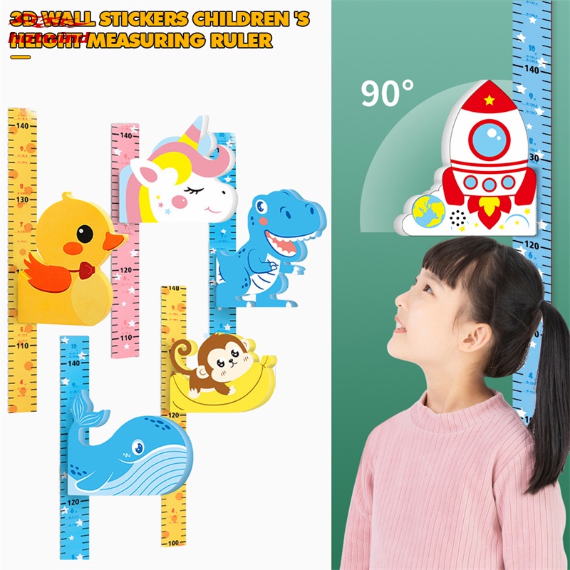 Miếng dán tường thước đo chiều cao hoạt hình 3D có nam châm thời trang dành cho trẻ em