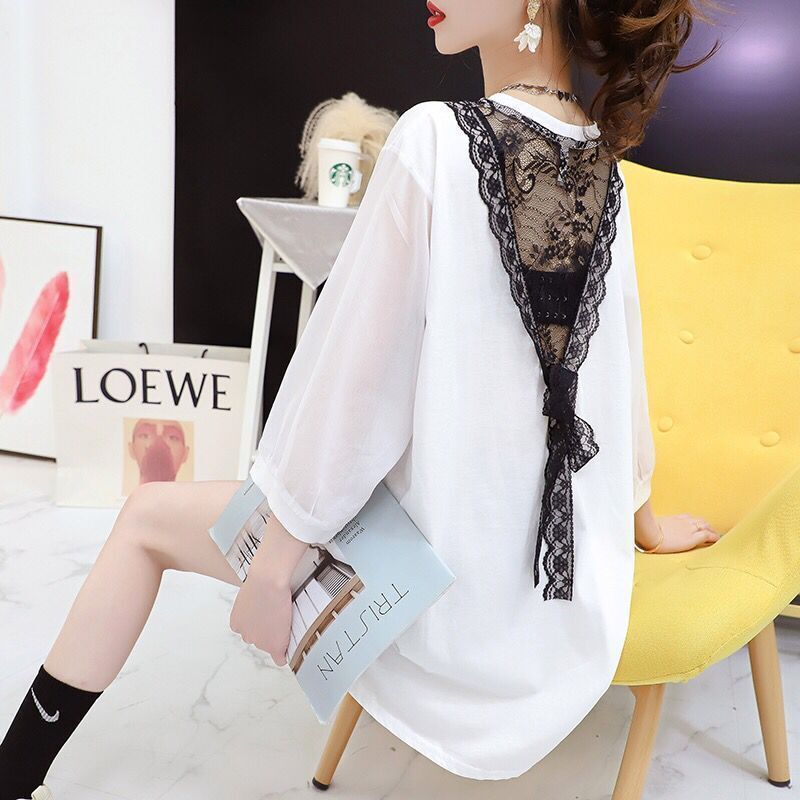 Áo Thun Ngắn Tay Phối Ren Hở Lưng Thời Trang Hè 2021 Cho Nữ | BigBuy360 - bigbuy360.vn