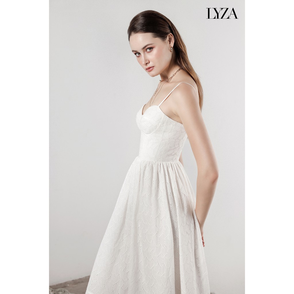 LYZA - Đầm Ren Cotton Phối Đăng Ten