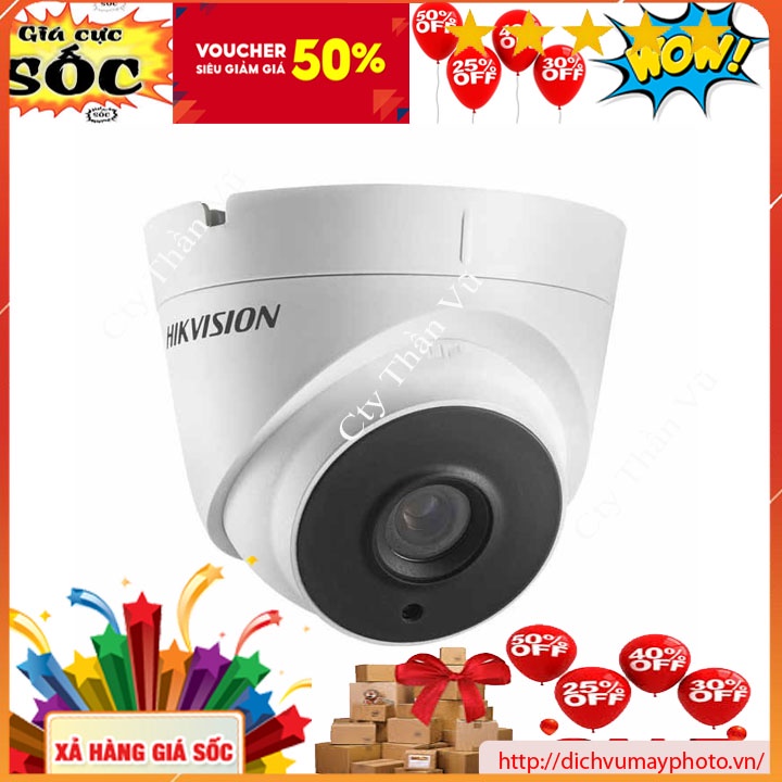 Camera giám sát TVI Hik 5MP DOME hồng ngoại 40m, mã DS-2CE56H0T-IT3(F)