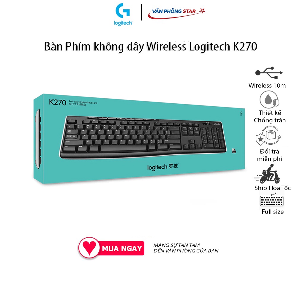Bàn phím không dây LOGITECH KEYBOARD K270 chính hãng bảo hành toàn quốc