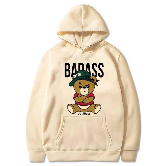 Áo Hoodie Nỉ Nam Nữ Thu Đông Ấm Áp Chất Vải Nỉ Mềm Mịn In 3D Hoạt Hình Gấu BADASS Mặc Đi Chơi - Đi Học Xinh Cute