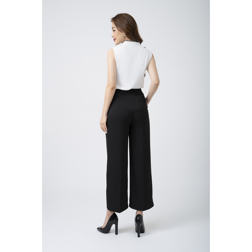 Quần nữ dáng suông culottes xếp ly, cài cúc trang trí FIONA F352323