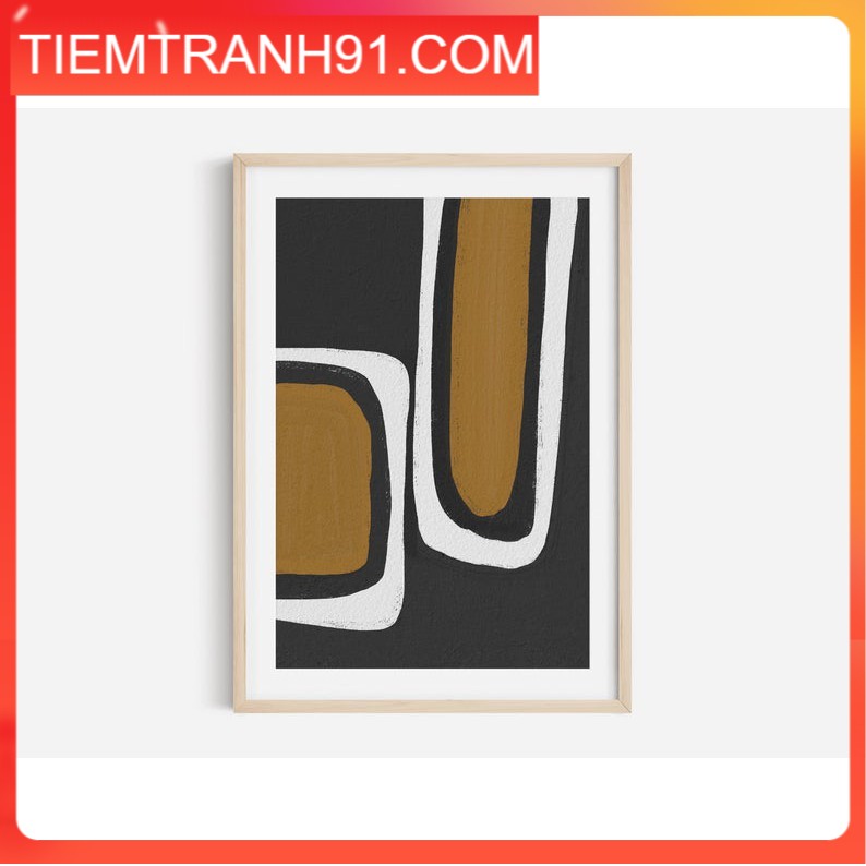 Tranh in cao cấp | Tranh nghệ thuật trừu tượng - Abstract Shape Print, Black and Yellow Abstract Art