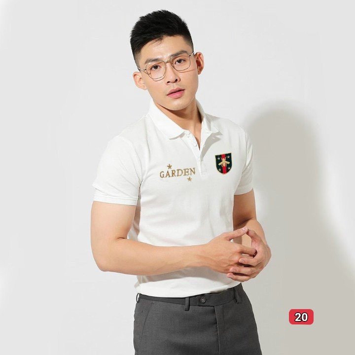 Áo thun nam đẹp murad _fashion, áo polo nam màu trắng thêu logo hình chữ cao cấp 2021 atn20