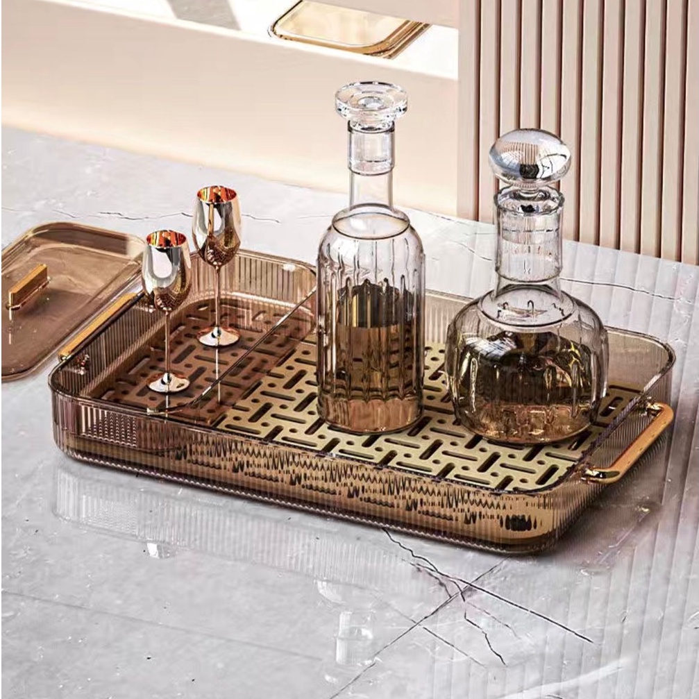 Khay Nhựa Vuông Khay Đựng Ấm chén có thoát nước Khay đựng hoa quả Sang Trọng