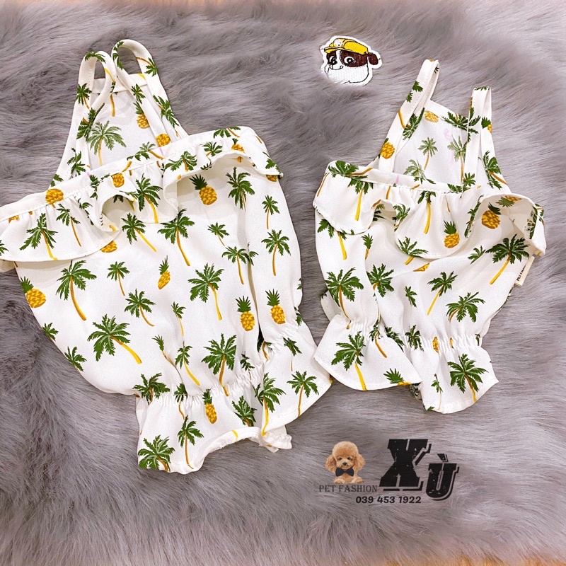 Đầm dây mùa hè cho chó mèo nhúng bèo bo thun phần lưng dành cho các bé chó mèo thú cưng xupetfashion