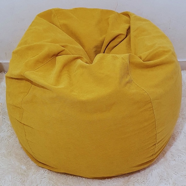 Ghế Lười Hạt Xốp 3ii Home Hình Trái Lê Size L 100x120cm Màu Vàng Vải Nhung Gân Cao Cấp Nhẹ Nhàng Mềm Mại Êm Ái