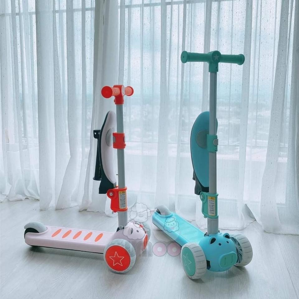 Xe trượt heo Scooter cho bé Umoo UM - 0277 2in1 có đèn phát sáng, vừa là xe scooter vừa là xe chòi chân