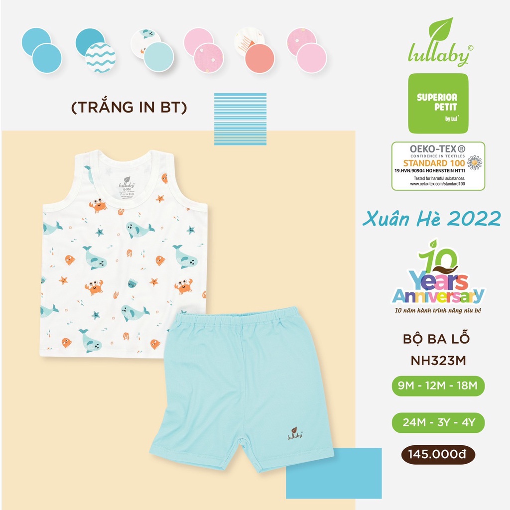 Bộ Lullaby ba lỗ petit siêu mềm mịn nhẹ cao cấp thoáng mát in hình thú cưng cho bé trai bé gái NH604 Nh312M NH323M