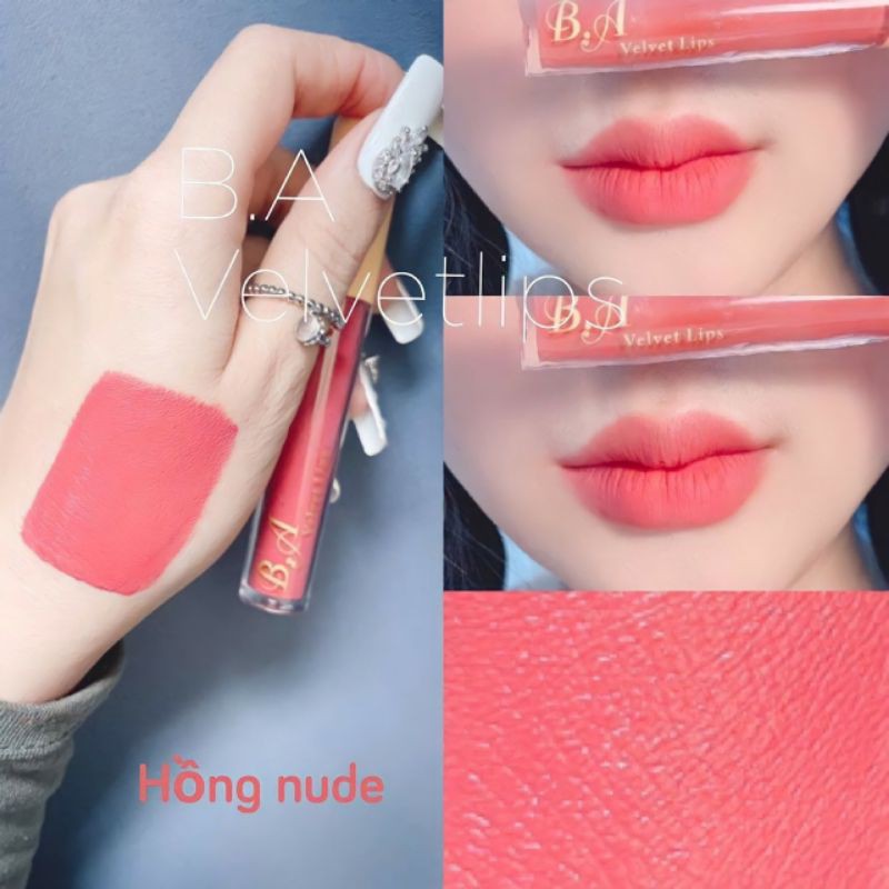 SON B.A [ HỒNG NUDE ] cao cấp tặng kèm ủ môi siêu mềm mịn chống khô môi 2021