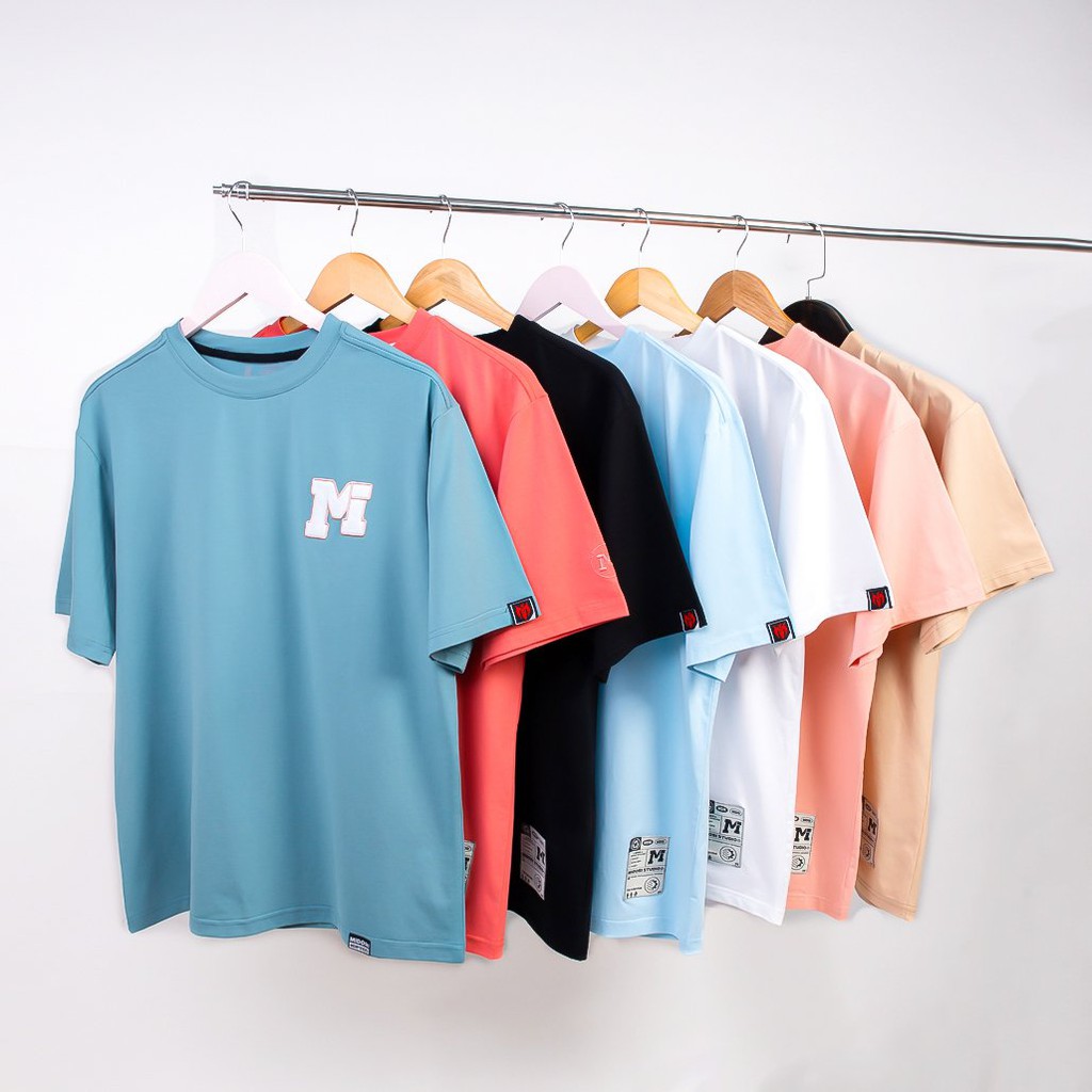 Áo phông tay lỡ form rộng Unisex Thun Nam Nữ Thêu Logo M Cao Cấp Local Brand Mi Midori