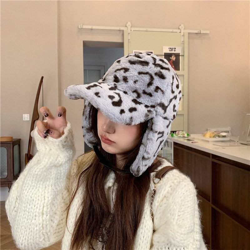 Mũ Tai Bèo In Họa Tiết Da Báo Thời Trang Mùa Đông