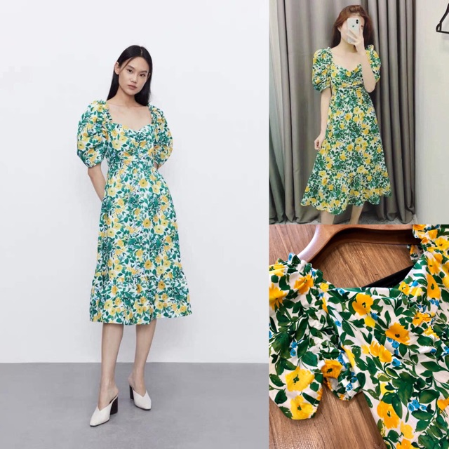 ĐẦM MIDI HOA VÀNG ZR