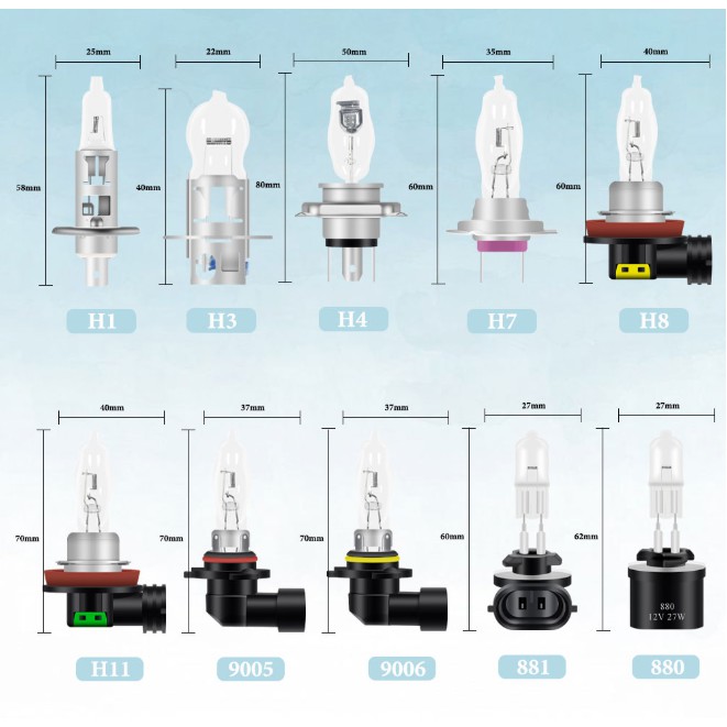 Bộ 2 bóng đèn pha chống sương mù KEVANLY halogen H7 H4 H1 H3 H8 H9 H11 9005 HB3 9006 HB4 3000K 4300K 6000K