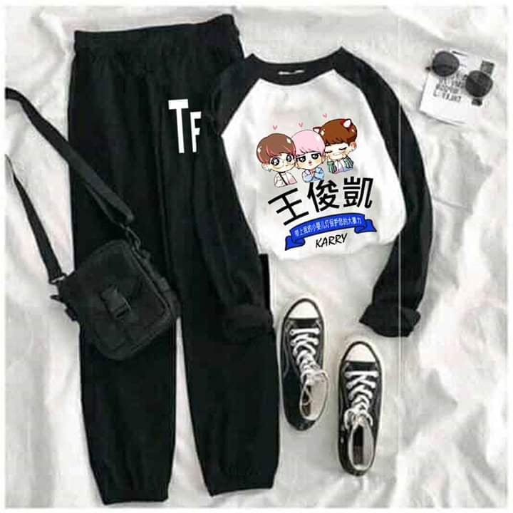 Sét bộ quần áo Tfboys cỏ 3 lá , vương tuấn khải , vương nguyên