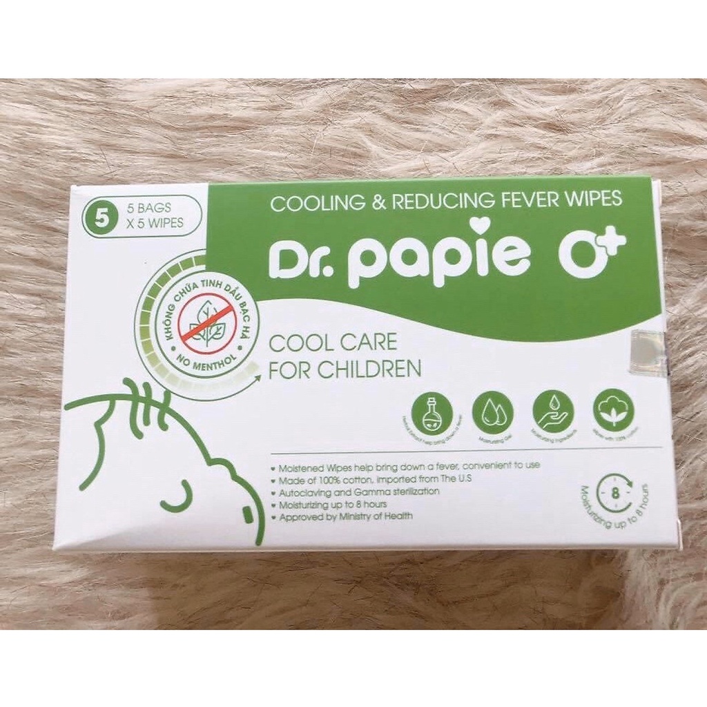 Khăn Lau Hạ Sốt Dr Papie cho bé từ 0 tháng