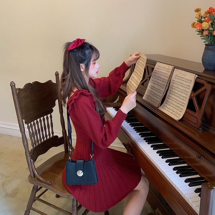 Váy len trễ vai ulzzang hàn quốc đẹp cao cấp V20 | BigBuy360 - bigbuy360.vn