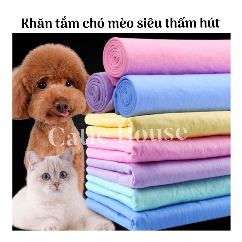 [Giao ngay HOẢ TỐC] Khăn tắm chó mèo siêu thấm hút size lớn - Khăn tắm mèo size to