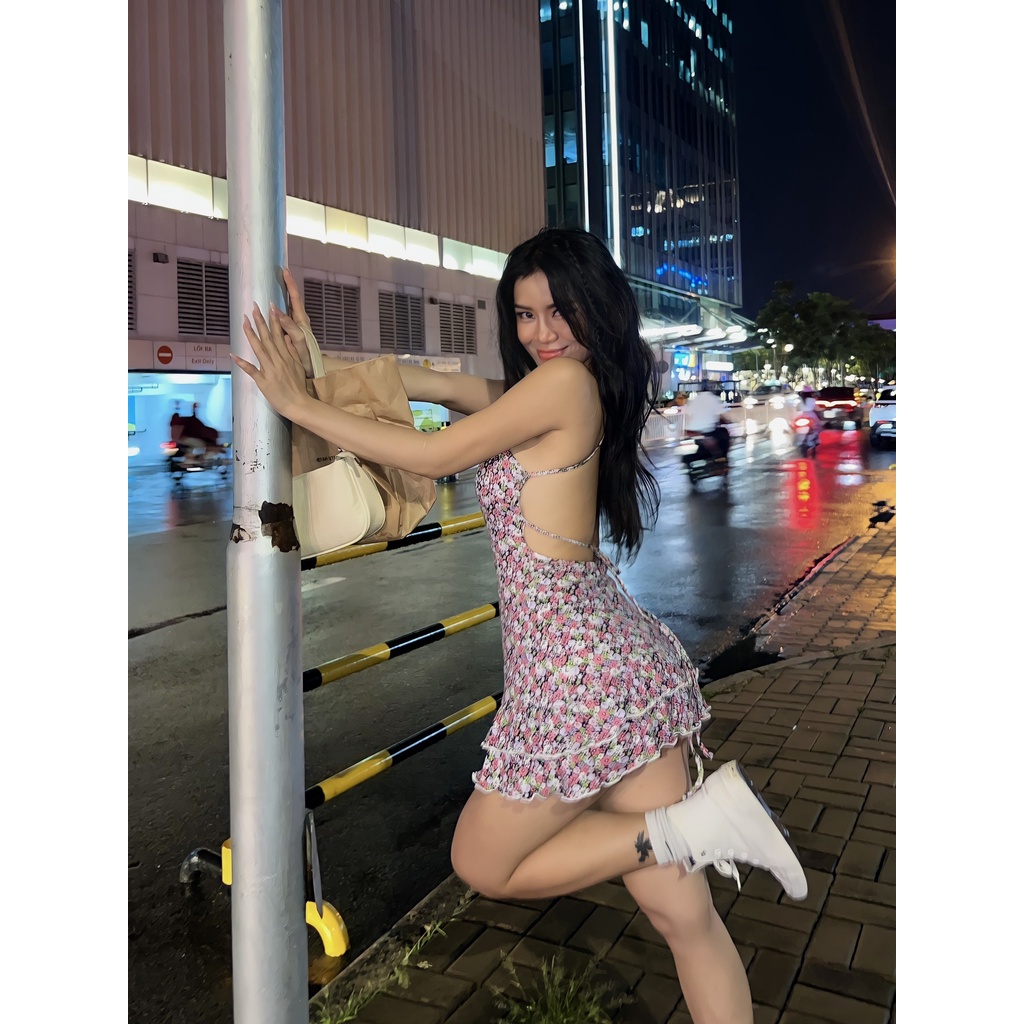 Đầm Floral Dress - Tặng kèm áo khoác cardigan croptop
