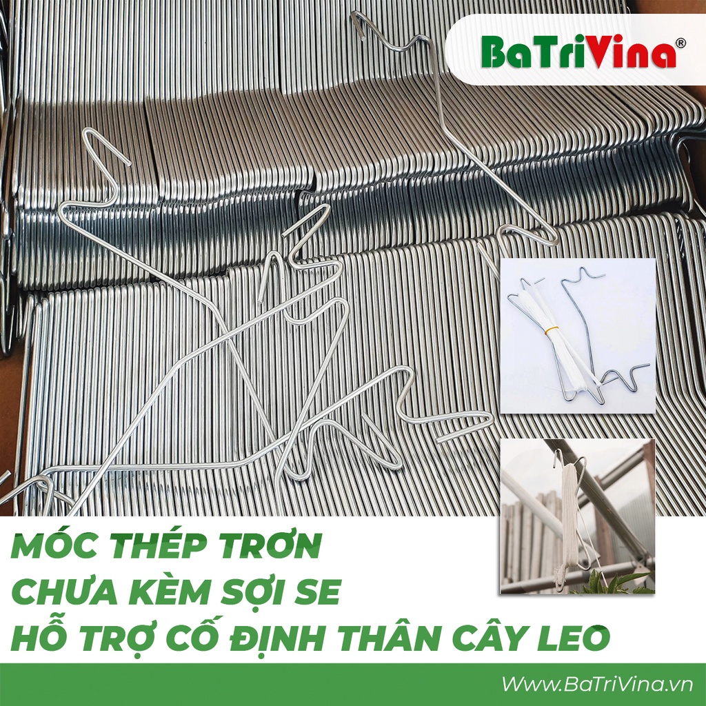 Combo 10 Móc Thép Trơn (Chưa có dây treo SE) BaTriVina - Móc thép treo dây cố định thân dưa lưới, dưa leo, cà chua,...