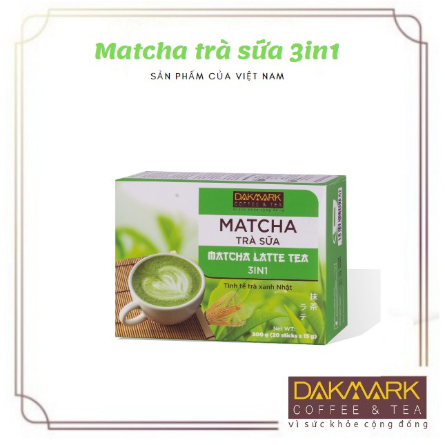 Trà sữa Matcha 3in1 Dakmark - Hộp 20 gói