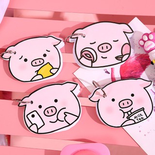 sổ note flashcard đầu heo hồng vở note cute FC4