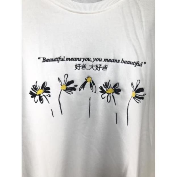 Áo Sweater DAISY'S CRUSH Thêu Hoa TRẮNG UNISEX