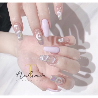 [Mã NHUQAD giảm 10% đơn 100k] [ NAIL BOX ] Nailbox móng úp thiết kế sẵn tím pastel tráng gương cầu vòng