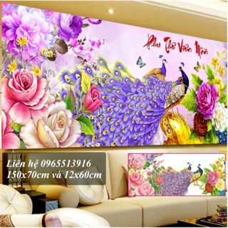 Tranh đính đá chim công 150x70cm sỉ= lẻ