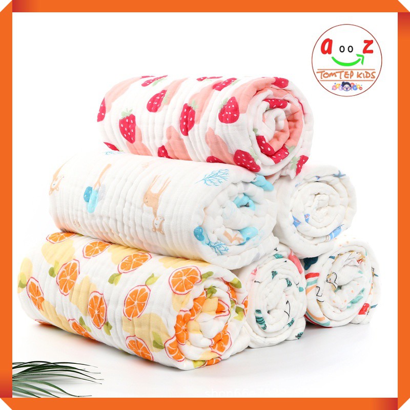 Khăn Tắm Xô Nhăn 6 lớp Sợi Tre Muslin Freeship Khăn Đa Năng Có Thể Làm Chăn, Ủ Kén Cao Cấp Cho Bé Hàng Xuất Khẩu