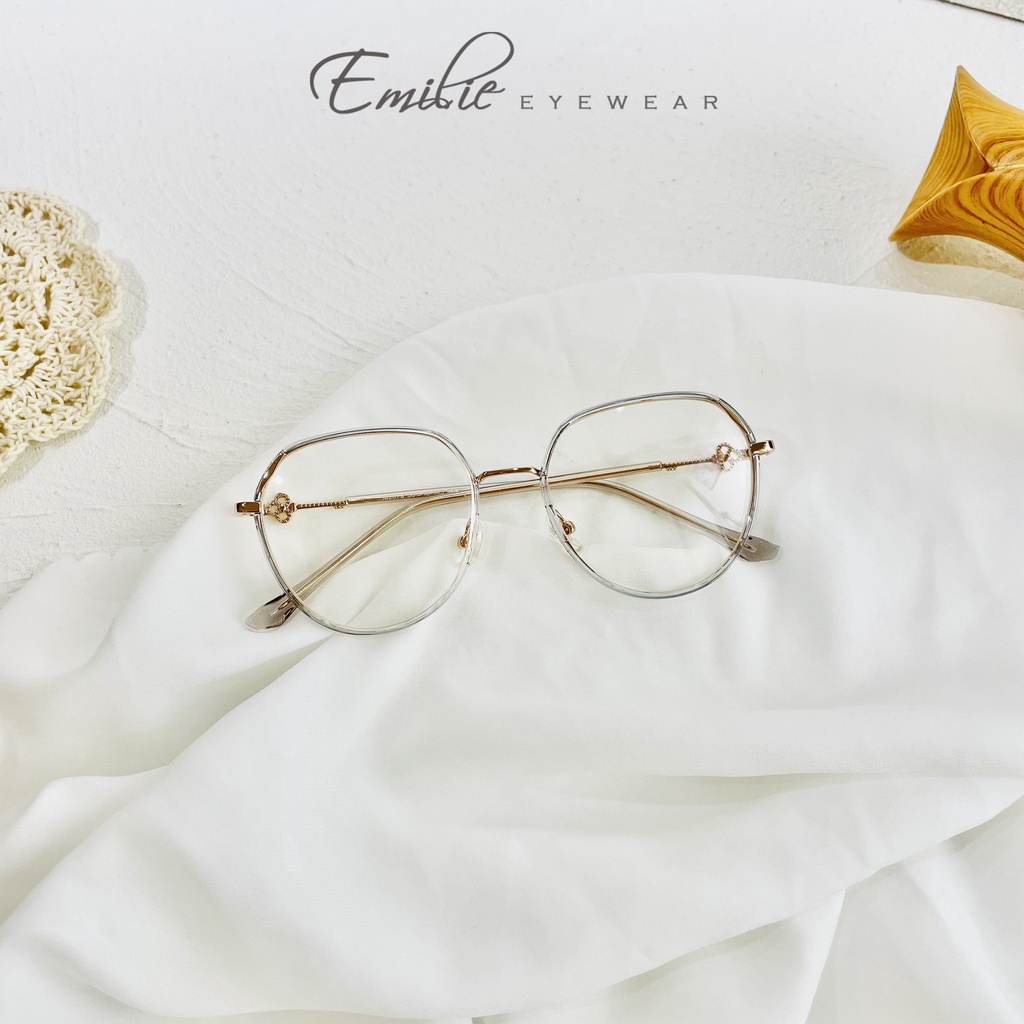 Gọng kính nam nữ bầu tròn kim loại bọc nhựa Emilie eyewear phụ kiện thời trang 2079