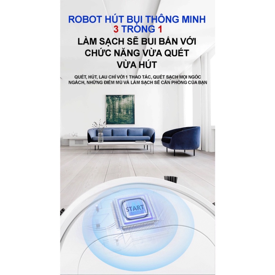 ROBOT Hút Bụi, Robot Hút Bụi Thông Minh,Tự Động Phát Hiện Khi Gặp Các Vật Cản , Robot hút bụi thông minh 3 in 1