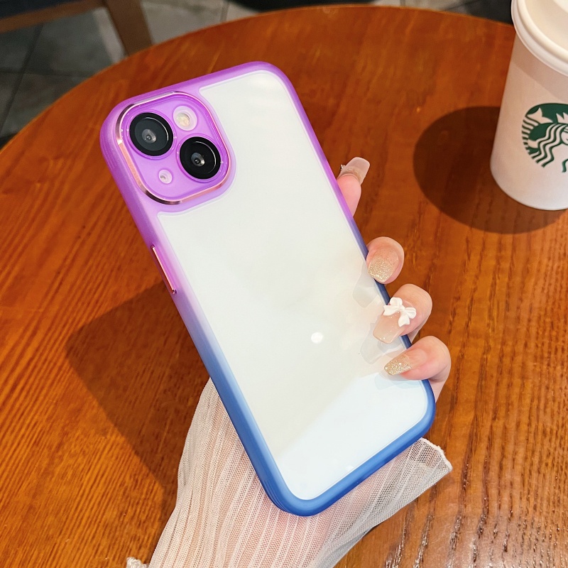 Ốp Điện Thoại Cứng Trong Suốt Chống Sốc Màu Gradient Cho iPhone 14 13 12 11 Pro Max