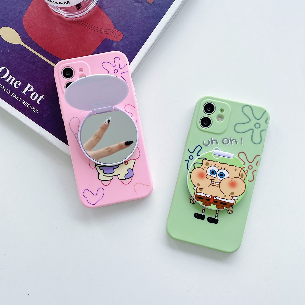 Casyva For Realme C17 C15 C12 C11 C3 C2 C1 7 5 5i 6i X K3 2Pro Cartoon Best friend UH OH SpongeBob Patrick Star Mirror Soft Phone Case