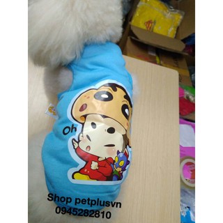 Áo xanh nước biển hính chú bé cho chó mèo