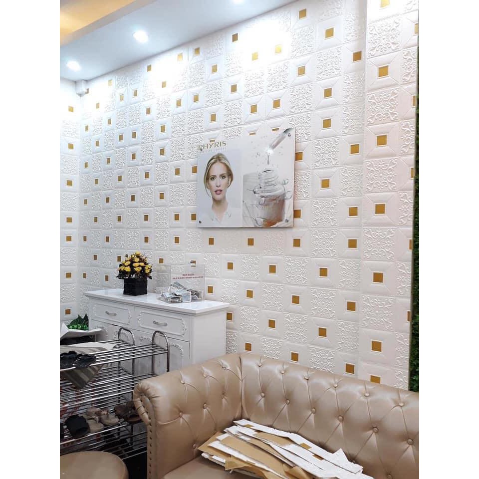 ( dày 5mm)xốp dán tường giả da nhũ kim tuyến cao cấp khổ lớn 70*70 cm