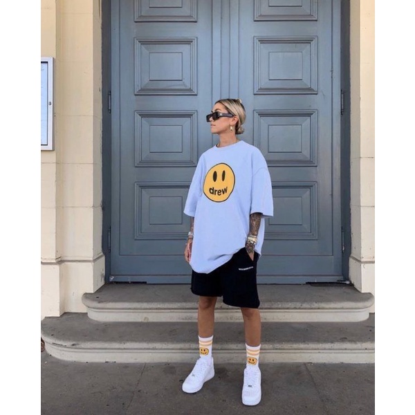 ÁO THUN TAY LỠ UNISEX IN MẶT CƯỜI - FREESIZE DƯỚI 75KG