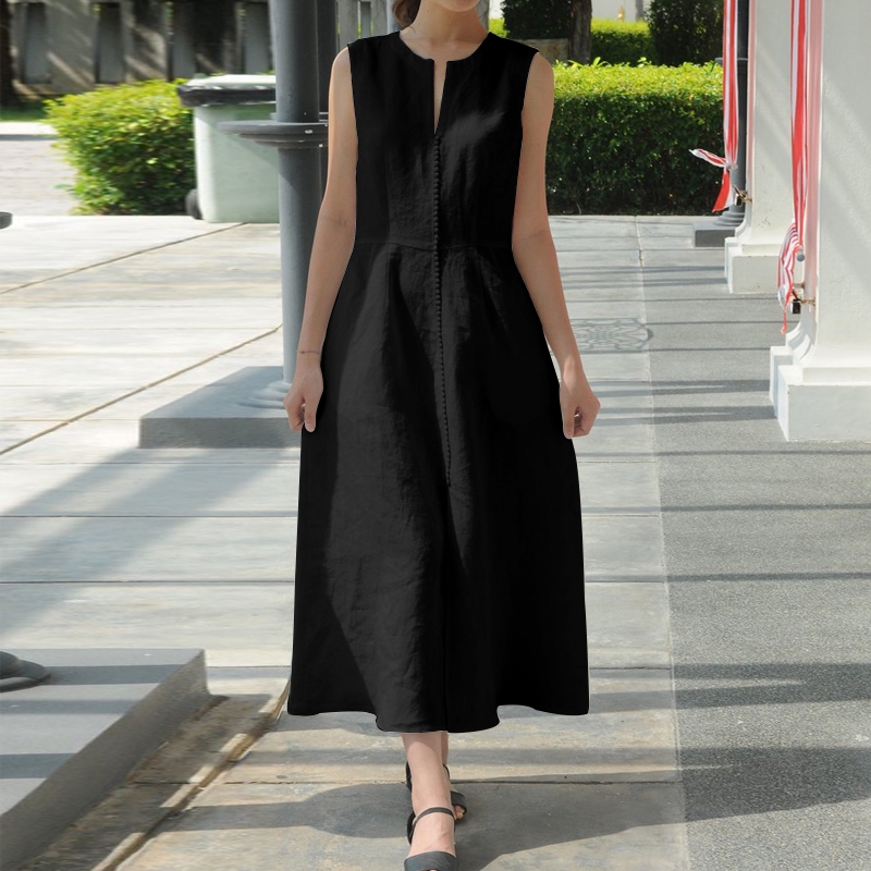  Đầm Maxi sát nách cổ chữ V cho nữ ZANZEA | BigBuy360 - bigbuy360.vn