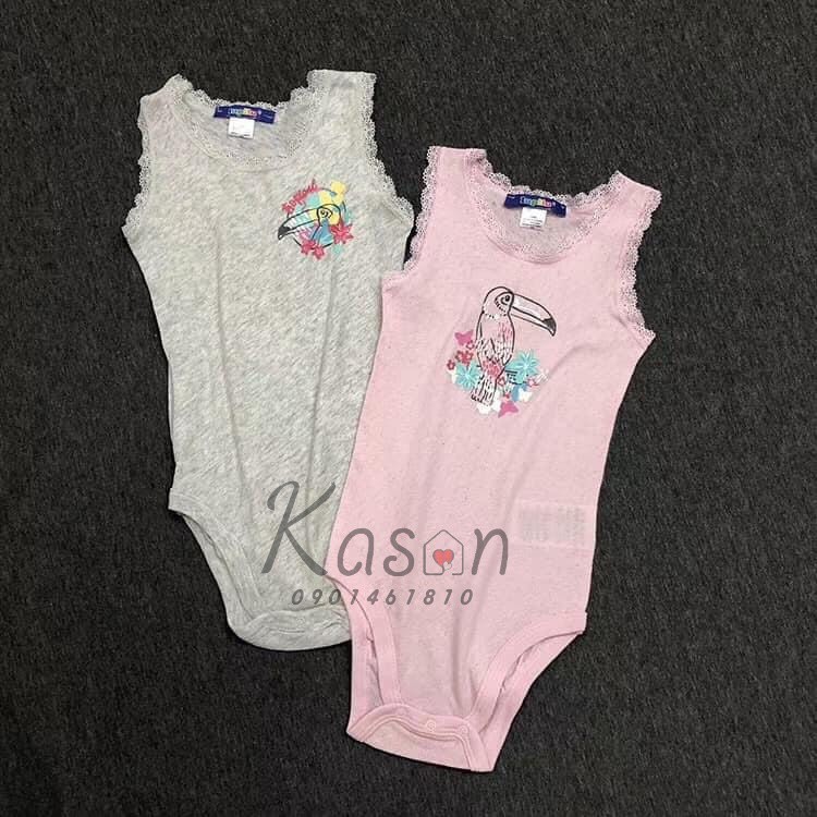 Set 2 Áo Bodysuit 2 Dây Hàng Xuất Cho Bé Gái