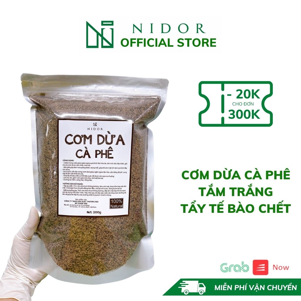 [GIÁ RẺ NHẤT] 1kg Cơm Dừa Cà Phê - Tẩy tế bào chết  - Da láng mịn sau khi tắm 100% nguyên chất - Không hóa chất