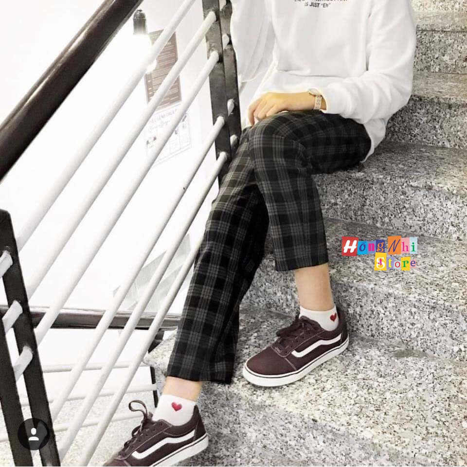 QUẦN SỌC CARO UNISEX QUẦN BAGGY CARO LƯNG THUN PLAID PANTS CAO CẤP - MM